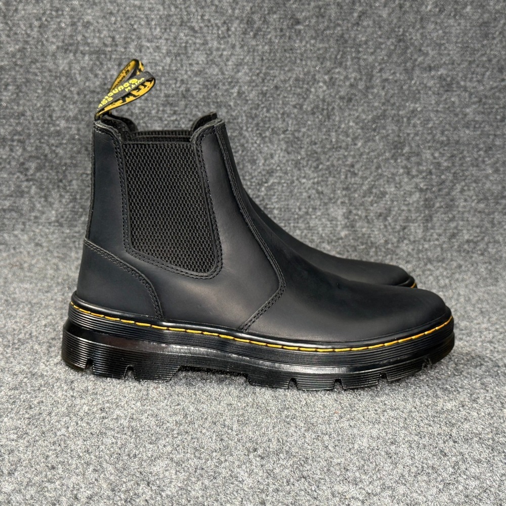 Dr. Martens Embury Chelsea Boots Women 8 Black Leather Pull On Retro Moto Combat